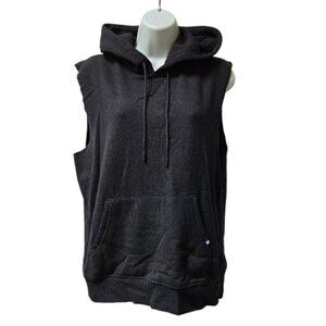 Kit and Ace Heathered Navy Blue Sleeveless Hoodie